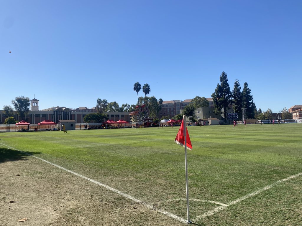 View of Soni McAlister Field from the corner flag.
