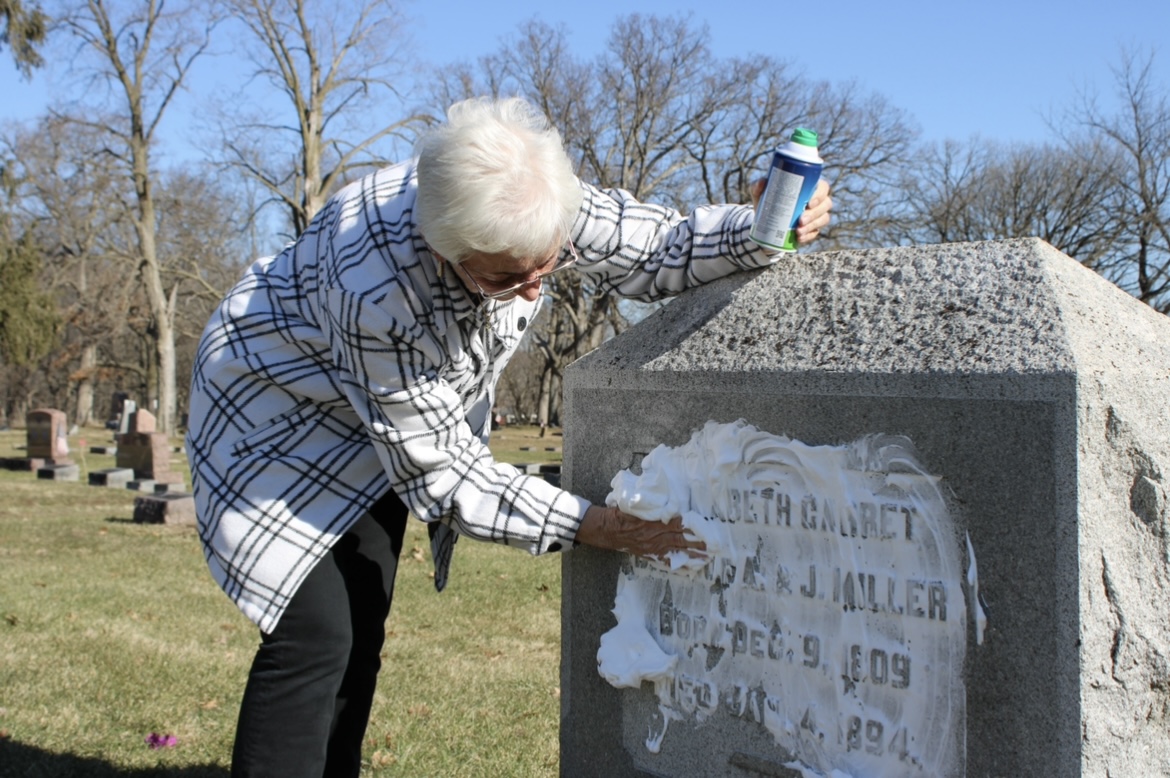 Martin rubbing in the shaving cream.