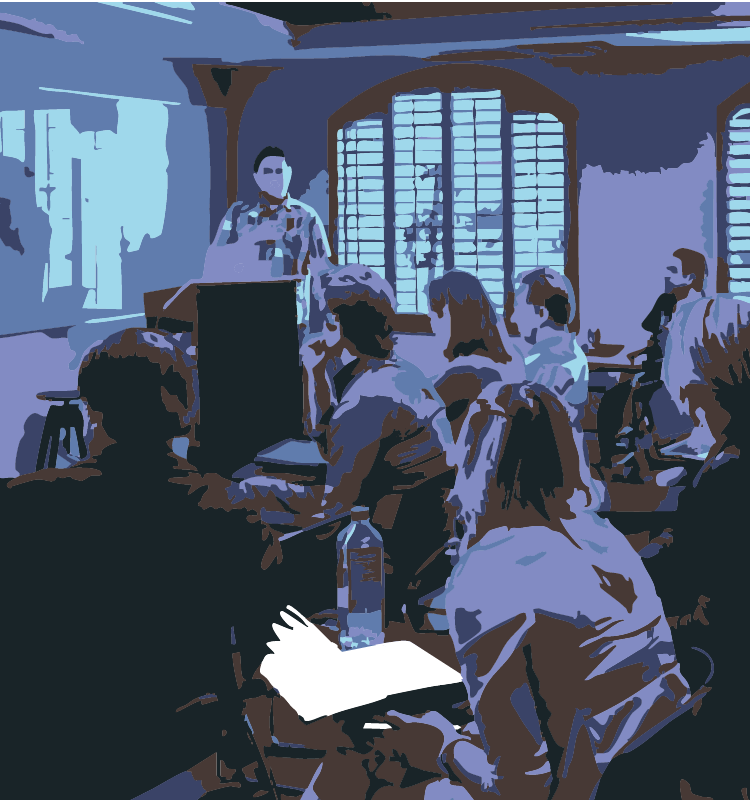 Illustration of someone taking notes in a classroom