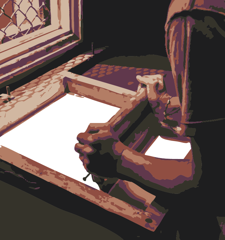 Illustration of someone screenprinting