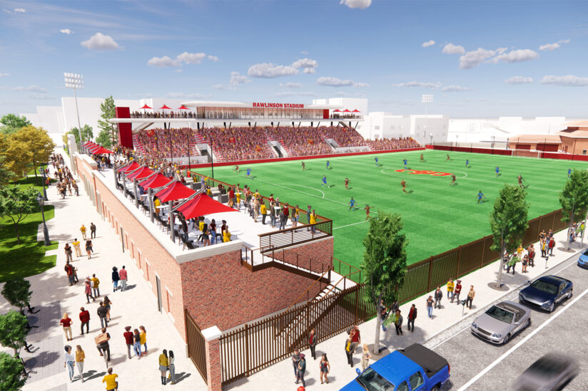 Rendering of Rawlinson Stadium, view of the field and stands.